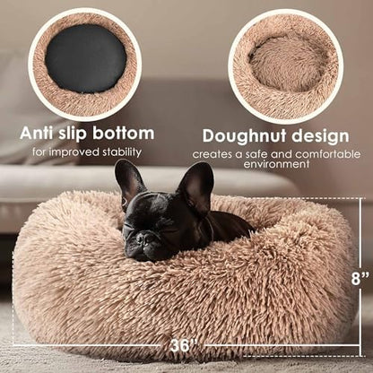 Extra Large Dog Beds, 36in Human Dog Anxiety Relief Comfort Bed (Camel)