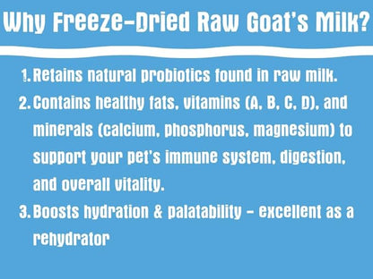 Shepherd Boy Farms Freeze Dried Raw Goats Milk with Probiotics for Dogs & Cats (Classic), High Protein Digestible Goat Milk for Sensitive Stomachs, Food Topper, Dog Camping Essentials - Makes 32 FL OZ