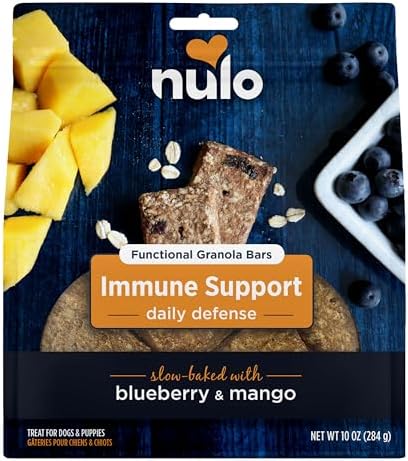 Nulo Functional Granola Bars, Healthy Dog Treats, Oven Baked, Made with Prebiotics and Probiotics, Contains No Added Salt, Sugar, or Molasses, 10 Ounce Bag
