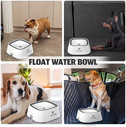 ELS PET White 35oz 1L No Spill Dog Cat Bowl Anti Slip Travel Dispenser