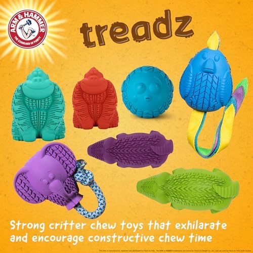 Arm & Hammer Super Treadz Baking Soda Dental Dog Chew Toy, Large, Elephant