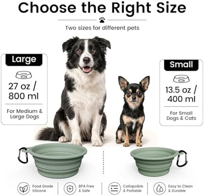 OHMO Large Collapsible Dog Bowls for Travel, 27oz, 2pcs, Camo&Sage Green