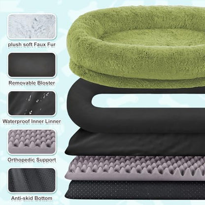 YAEM Human Dog Bed for Adult, 71"x45"x12" Calming Giant Pet Bed, GrassGreen
