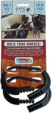 Injuries Preventing Tether Tie - Portable, Versatile & Reusable Breakaway Horse Tie, Quick Release Under Heavy Pressure w/ 5 Loop Settings, Multi-Purpose Clip (2 pcs Black)