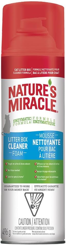 Nature’s Miracle Foam Litter Box Cleaner, Tough on Cat Urine Odors, Enzymatic Formula, 17.5 oz