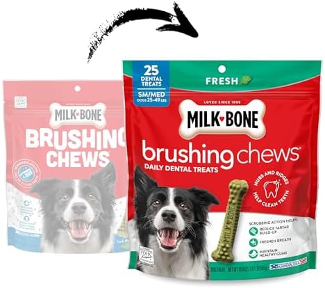 Milk-Bone Brushing Chews, Small/Medium, Fresh Flavor, 25 Dental Treats