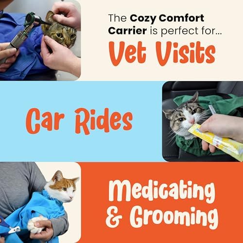 Cat-in-the-Bag Cozy Comfort Carrier - X-Small Cobalt Blue Cat Carrier Soft for Grooming, Vet Visits, Medication Administration, Dental Care, Nail Trimming, and Car Travel