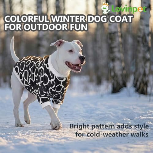 LovinPet Flannel Dog Coat, Winter Dog Coat, Freehand Black White, L
