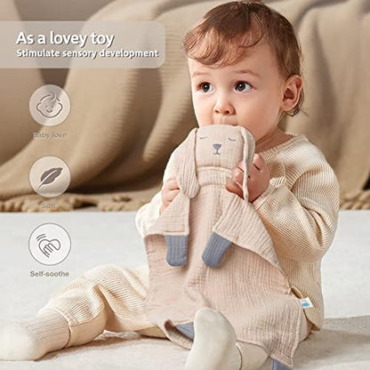 lulumoon Muslin Baby Security Blanket: Soft Puppy Lovey for Self-Soothe
