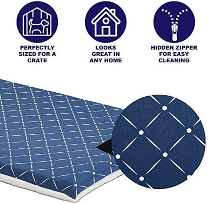 MidWest Homes for Pets Quiet Time Couture Paxton Dog Bed, Blue & Fleece with Removable Pillow Cover, Blue, 24"