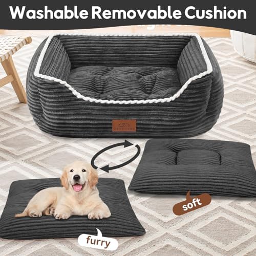 Zerbuger 25in Dark Grey Rectangle Cat Dog Bed Machine Washable Sofa