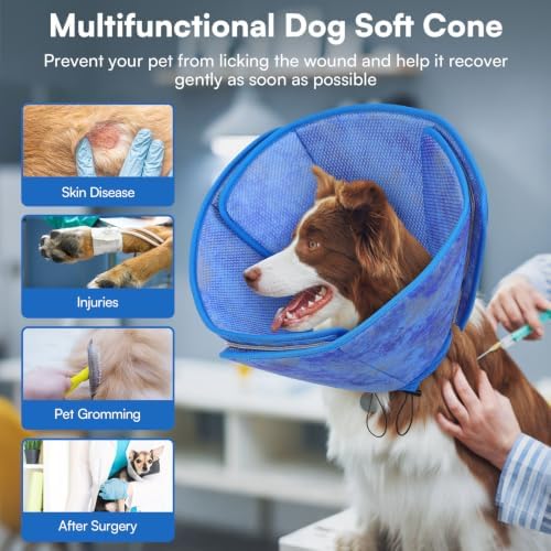 Queenmore XL Dog Cone Collar, Soft Dog Cones for Large Dogs After Surgery