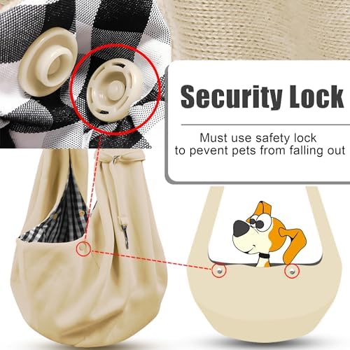 Tomkas Small Dog Cat Sling Carrier Puppy Purse Travel Wrap Soft Crossbody Pet Bag (Cream, M - Classic Pocket & Classic Strap)