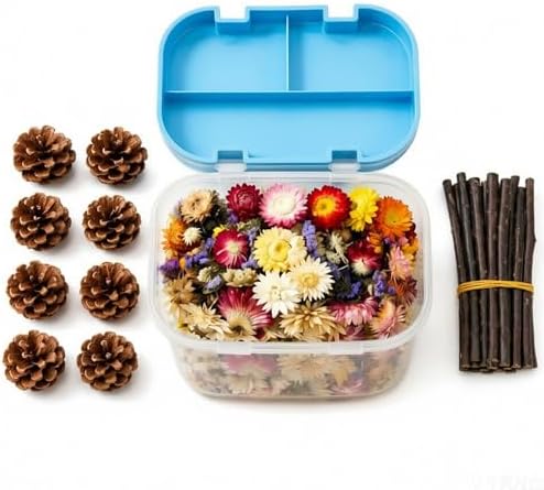 Natural Pet Nest Decorations for Small Pets, Hamster & Rabbit Chew Toys Set with Dried Flowers, Apple Sticks & Pine Cones, Pet-Friendly, Helps Adapt to New Environment & Relieve Stress