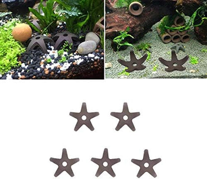 COMOK Fish Tank Decorations 5 Pcs Aquarium Mini Starfish-Shaped Shrimp Home Fish Tank Shelter Breeding Cave, Brown