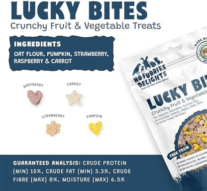 Treats, 100% All Natural Mini Bites for Rabbit Hamster Guinea Pig Chinchilla Pet Rat Mice Gerbil Bird Healthy Enrichment Bonding Rewarding (50g, Lucky Bites VP)