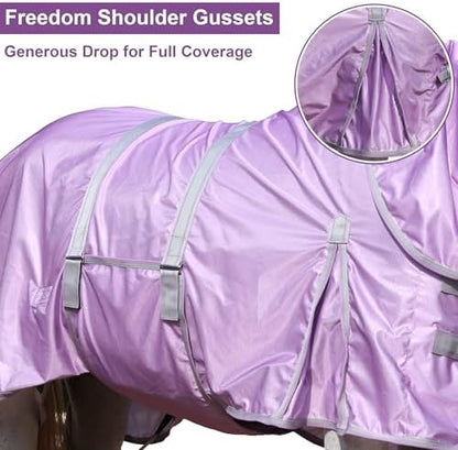 LEAFOREST Horse Fly Sheet with Neck Cover & Belly Band Mesh UV Protection