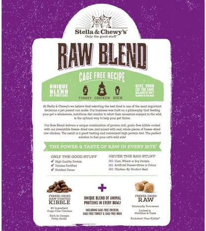Stella & Chewy's Raw Blend Premium Kibble Cat Food – Grain Free, Protein Rich Meals – Cage-Free Poultry Recipe – 5 lb. Bag (Pack of 3)
