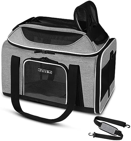Petskd Top-Expandable Small Pet Carrier 18"x13"x9.5" Airline Approved