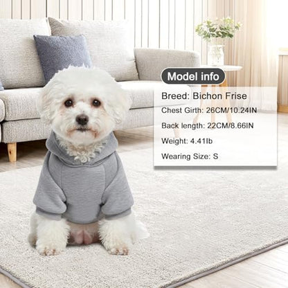 1 Pack Dog Hoodie Warm Hood Dog Sweater Cold Weather Small Dogs Sweatshirt Comfort Pet Clothes for Small Medium Dogs with Pockets Cats Chihuahua Clothes for Male Female Girl Boy Sporty Daily Wear