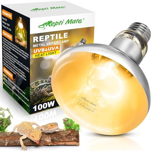100W Reptile Heat Lamp Bulbs, Full Spectrum UVA/UVB Reptile Light Bulb and Basking Spot Light, UVB Light for Reptiles and Bearded Dragon, Turtle, Lizard, Snake, Amphibians