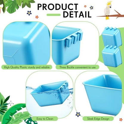 Maxdot 50 Pcs Cage Cups Chicken Feeder 16 oz Food Bowl, Sky Blue