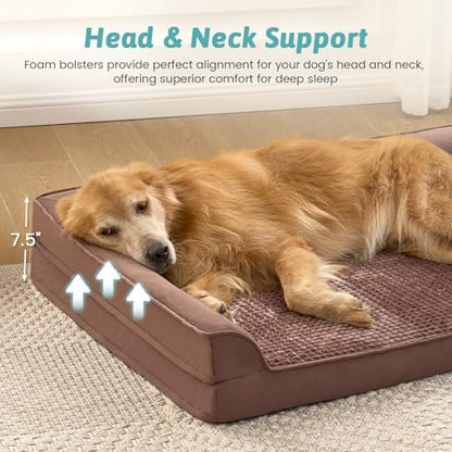COZY KISS Orthopedic Dog Bed for Extra Large Dogs, L Shaped XL 44x32 inch