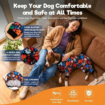 LovinPet Large Dog Clothes, Dog PJS, Wild Daisy Black Print, XL