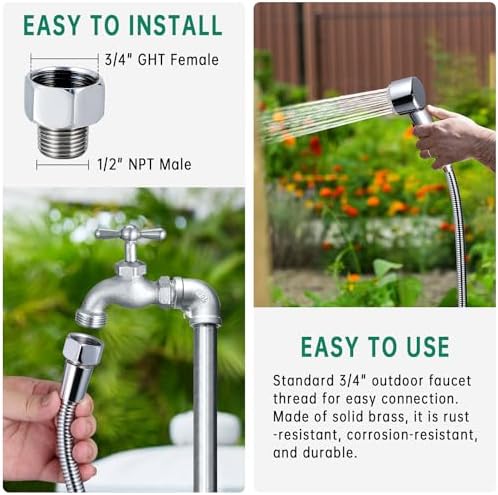 3 Mode Dog Shower Attachment with Long Hose & Outdoor Adapter