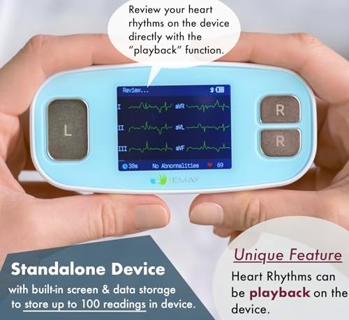 EMAY 6L Portable ECG Monitor | Record ECG and Heart Rate in 6 Channels | Compatible with Smartphone and PC | No Subscription Required