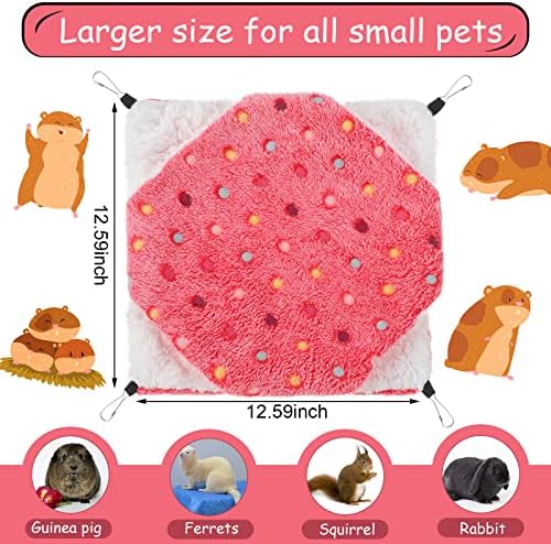 Boao 2 Pcs Guinea Pig Rat Hammock for Pet, Mint Green, Pink, Heart Pattern