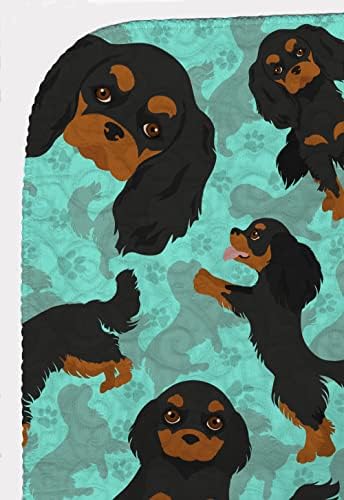 Caroline's Treasures MLM1038LQB Black and Tan Cavalier King Charles Spaniel Quilted Blanket 50x60 Artwork Pattern Quilted Throw Blanket for Bed, Couch, Sofa, Soft and Lightweight
