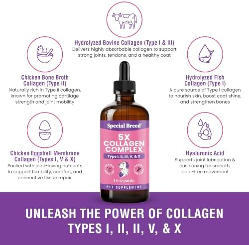 Premium Collagen for Dogs - Liquid Support for Joints, Skin, Coat, Bone, Immune System & HIPS - Collagen Supplement - Made in USA - Bacon Flavor - 8oz