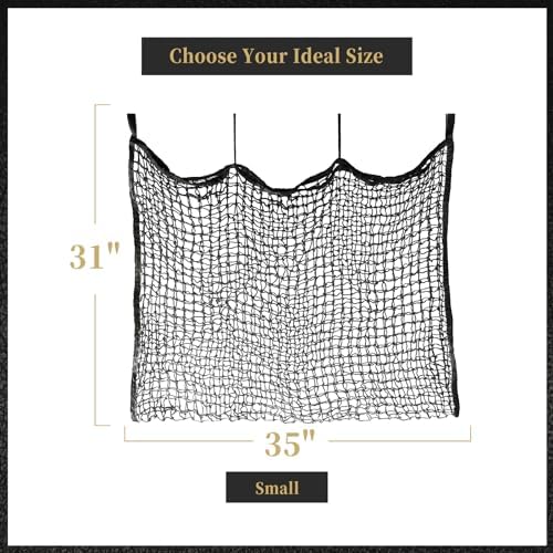 Bloomoak Ultra Slow Feed,Knotless Slow Feed Hay Net with 4 Carabiner Clips for Horses/Soft Flat Hanging Hay Bag with Large Capacity for Full Day Feeding (M 35 * 31", 1" Hole for Ultra Slow Feed)…