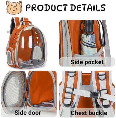 Cat Backpack Carrier Bubble Carrying Bag (Orange)