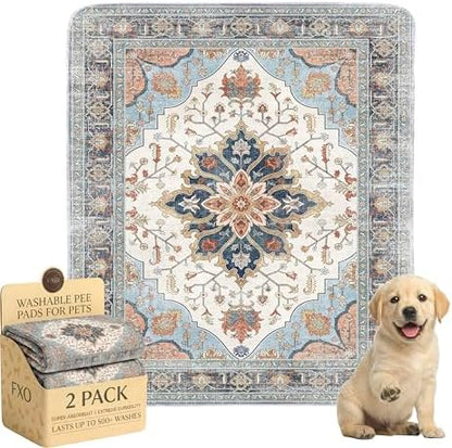 Washable Pee Pads for Dogs,Great Urine Absorbent Reusable Puppy Training Pads,Waterproof,Leak-Proof & Non-Slip Potty Pads for Whelping,Crate,Playpen,Bed.(Blue Floral,31"x36")