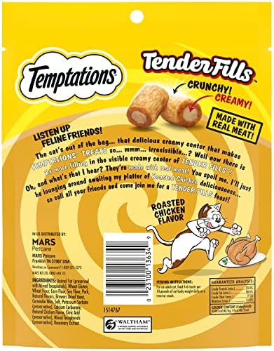Temptations Tender Fills Cat Treats, Roasted Chicken, 4.6 oz, 10 Pack