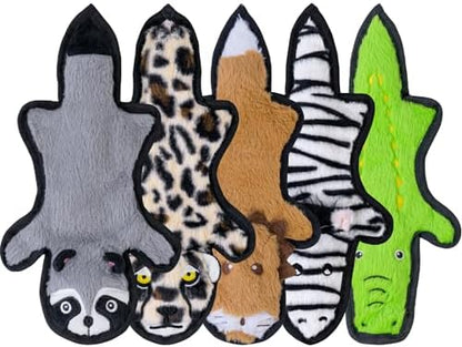 SHARLOVY No Stuffing Dog Toys Crinkle Squeaky, Long Lasting Chews for Aggressive, Durable Plush Dog Puppy Chew Toys for Teething, with 6 Tough Layers for Small Medium Large Breed-5 Pack,Medium