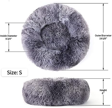 NOYAL Donut Dog Bed for Small Medium Pets, Plush Calming Faux Fur