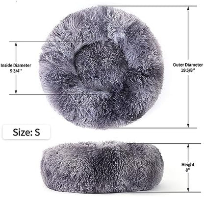 NOYAL Donut Dog Bed for Small Medium Pets, Plush Calming Faux Fur