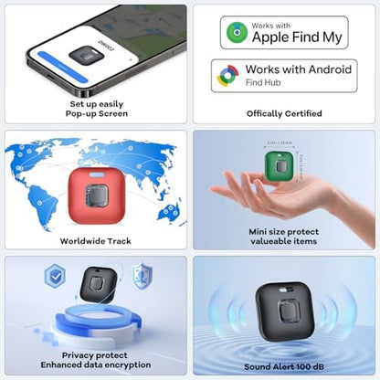 Hoxe Air Tracker Tags-3 Pack for iOS & Android, Smart Tag for Key, Bag, Pet