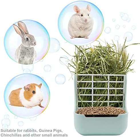 Litewoo Rabbit Hay Feeder 2 in 1 Automatic Guinea Pig Food Bowl, Green