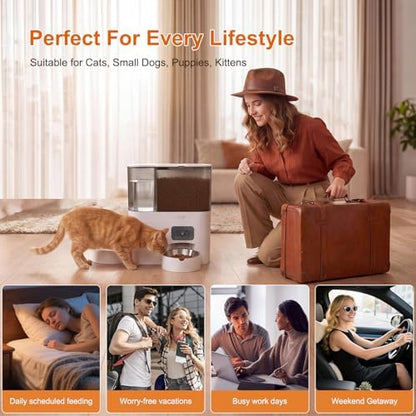 Automatic Cat Feeder with Camera and Water Dispenser, 5G WiFi App Control
