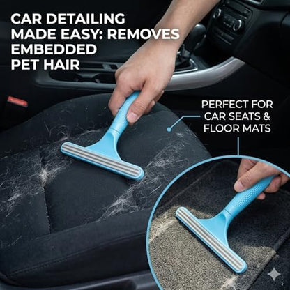 4-Pack Pet Hair Remover for Couch & Car, Double-Sided Silicone Lint Scraper Set, Color-Coded Reusable Fur Remover Tool for Furniture, Carpet, Bed, Car Seats & Mats (4 Colors)