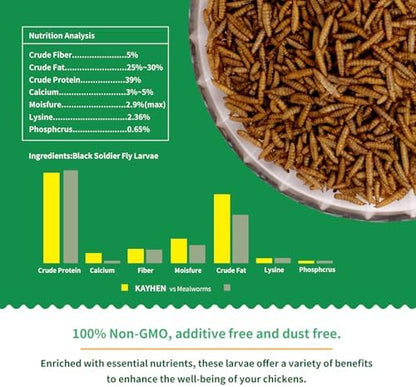 Dried Black Soldier Fly Larvae Treats for Chickens Wild Birds Ducks 5LB