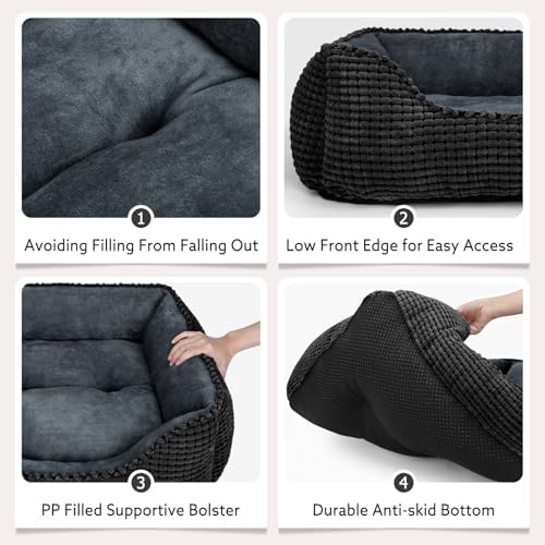 MIXJOY Dog Beds for Medium Dogs Washable, Rectangle Pet Bed Medium Size Dog, Orthopedic Sleeping Pet Sofa Bed, Soft Calming Cat Beds for Indoor Cats, Anti-Slip Bottom with Multiple Size