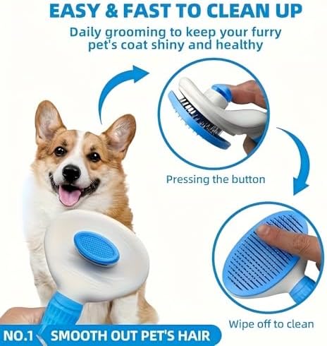 Cat Brush Self Cleaning, Ergonomic Handle,Slicker Cat Brush with Release Button,Tool Suitable for Cats and Dogs Pet Hair Cleaner, Easy to Remove Loose Undercoat ﻿ ﻿