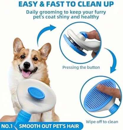 Cat Brush Self Cleaning, Ergonomic Handle,Slicker Cat Brush with Release Button,Tool Suitable for Cats and Dogs Pet Hair Cleaner, Easy to Remove Loose Undercoat ﻿ ﻿
