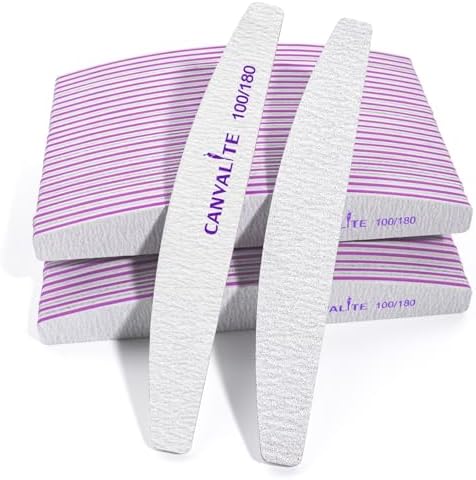 Canvalite 50 PCS Nail File Professional Nail Files Reusable Double Sided Emery Board(100/180 Grit) Nail Styling Tools for Home and Salon Use