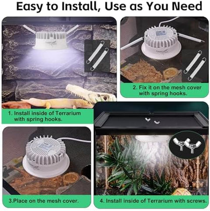 UVB Light for Reptiles, UVA UVB Reptile Light Fixture with Timer LED UVB Bulb for Bearded Dragon Gecko Turtle Chameleon Lizard Snake, Adjustable Brightness UVB Lamp for Reptile Tank Accessories, White